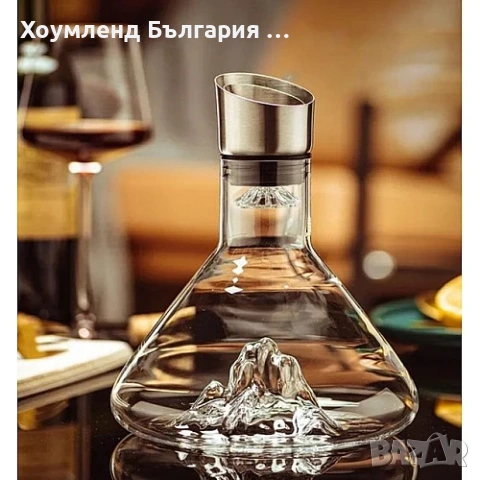 Декантер - бутилка за вино и уиски с 3D планина, снимка 2 - Чаши - 54302684