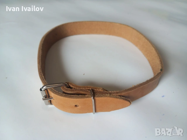 Светла кожена каишка 60см за куче – изчистен модел, ширина 2.5см