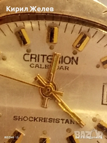 Стар механичен часовник CRITERION CALENDAR HONG KONG с швейцарски механизъм 54318, снимка 2 - Антикварни и старинни предмети - 54109554