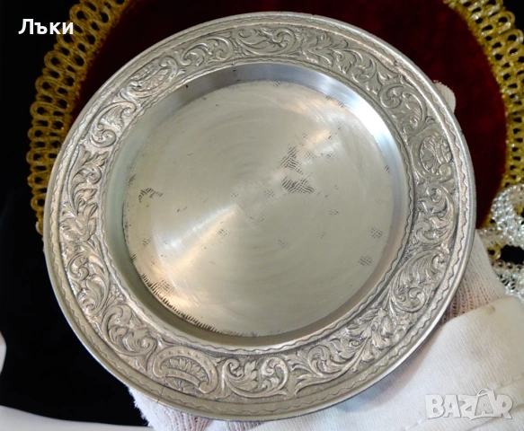 Калаена чиния,рамка за снимка,барок,калаена сватба. 