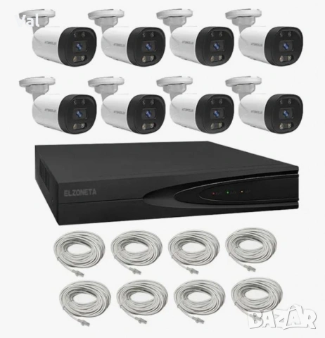 Система за видеонаблюдение 4K Ultra HD с 8 камери и 8-канален NVR с PoE и двупосочно аудио