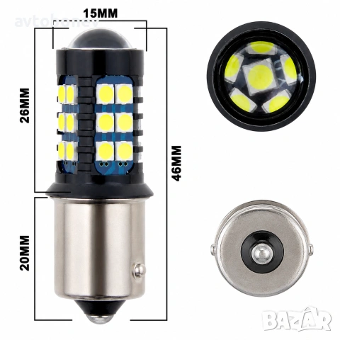 LED крушки с една светлина(P21W-BA15S)12-24V, к-т /2бр./, снимка 3 - Аксесоари и консумативи - 55049578