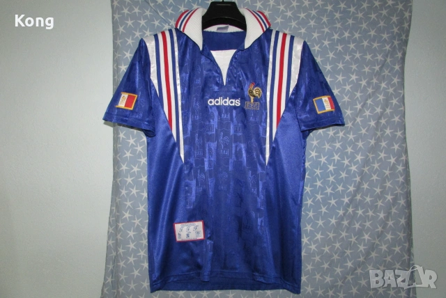 винтидж фланелка FRANCE Euro 1996 Adidas Zidane  футболна тениска Левски Южна Африка Адидас Франция, снимка 2 - Футбол - 55079321