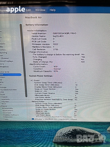 13" M1 Macbook Air A2337 (2020) Space Gray, снимка 2 - Лаптопи за работа - 55069465