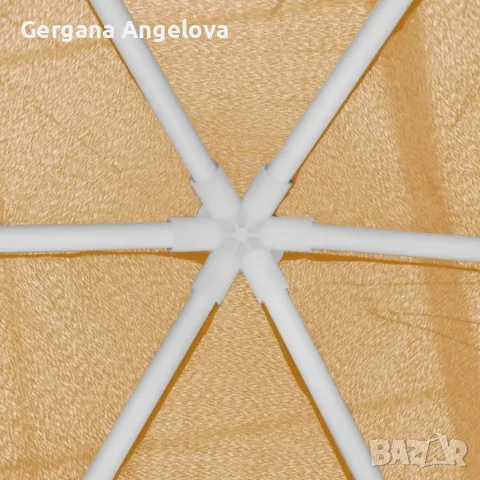 Шестоъгълна бежова градинска шатра 2x2x2x2.5 м с мрежа против комари, 2 входа и здрава стоманена кон, снимка 6 - Градински мебели, декорация  - 55517195