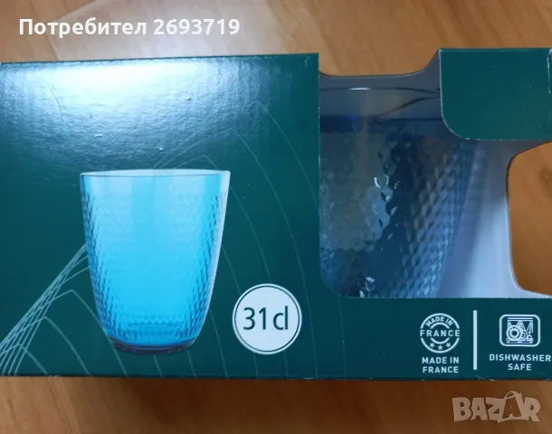 6 сини стъклени чаши, снимка 3 - Чаши - 55363341