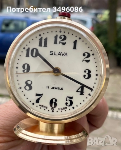 Стар съветски механичен будилник СЛАВА 11 камъка, снимка 6 - Колекции - 54058934