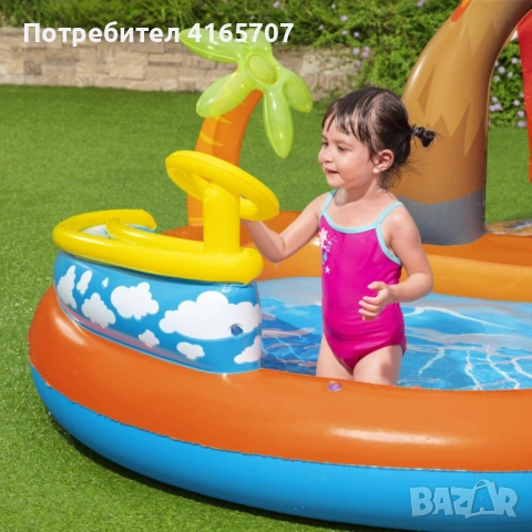 Голям детски надуваем аквапарк Bestway Lava Lagoon - Пързалка, фонтан, и улеи за топки 265x265 см, снимка 4 - Басейни и аксесоари - 54856452