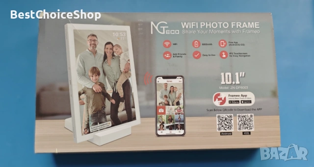 FRAMEO 10.1-инчова WiFi цифрова фоторамка с батерия 5000mAh, 1280x800 HD LCD сензорен екран, 32GB, снимка 5 - Чанти, стативи, аксесоари - 54159404