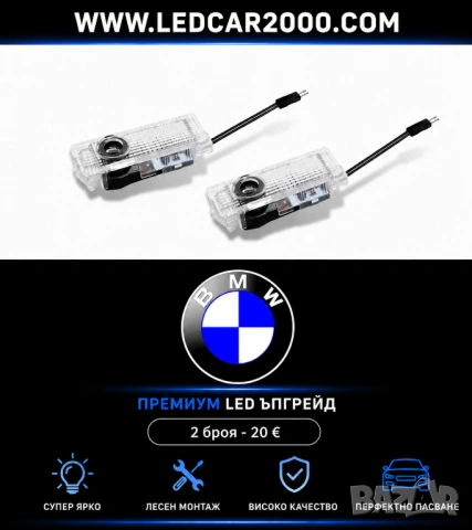 LED Проектори за врати BMW – Premium Upgrade, снимка 2 - Аксесоари и консумативи - 54565821