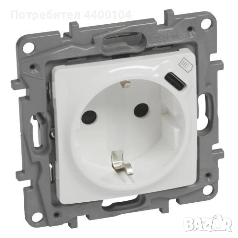 Legrand Контакти ШУКО 16A + USB тип C цвят Бял Niloe 764535