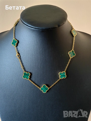 Дамско колие с 10 детелини от зелен малахит - Van Cleef & Arpels VCA, снимка 6 - Колиета, медальони, синджири - 54357367