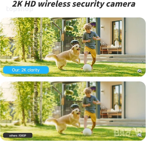 Чисто нов комплект 2 броя безжични 2K охранителни камери Suloron - 4MP, WiFi (2.4G и 5G) 180 дни бат, снимка 2 - Комплекти за видеонаблюдение - 54932418