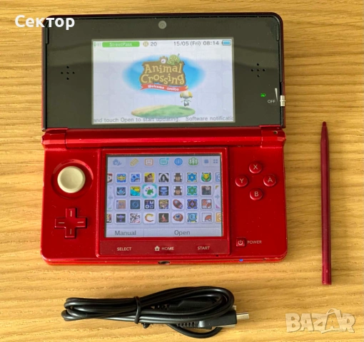 Nintendo 3DS Wine Red + 75 записани игри Pokemon Zelda Mario, снимка 2 - Nintendo конзоли - 54561261
