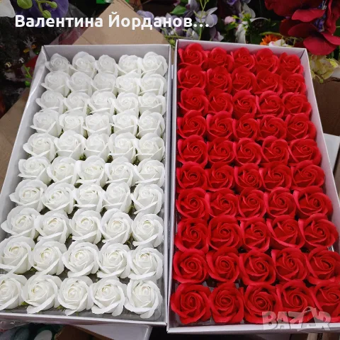 сапунени рози 50 бр в кутия , снимка 9 - Изкуствени цветя - 55345585