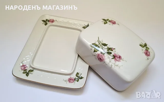 SELTMANN WEIDEN – Немски порцелан Съд за масло и сирена кутия порцеланова чиния цветя рози , снимка 4 - Други ценни предмети - 55530903