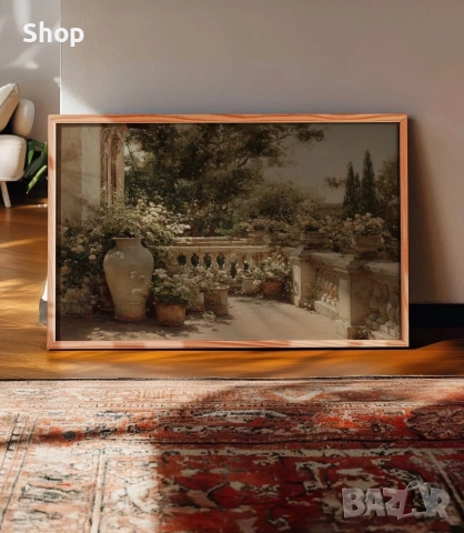 Винтидж картина в кафява рамка 🎨, снимка 2 - Картини - 55071920