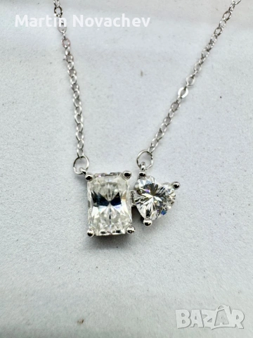 Сребърно колие с мойсанит (Диамант) 1.5 карата, снимка 10 - Колиета, медальони, синджири - 54129852