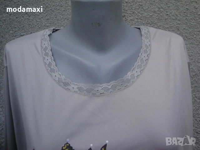 3XL Нова  блуза Little Rose с мопс , снимка 3 - Туники - 55270287