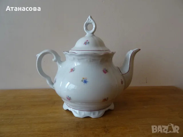 Чайник и захарница Барок български порцелан Сталин Видин 1957 г, снимка 2 - Аксесоари за кухня - 55413608