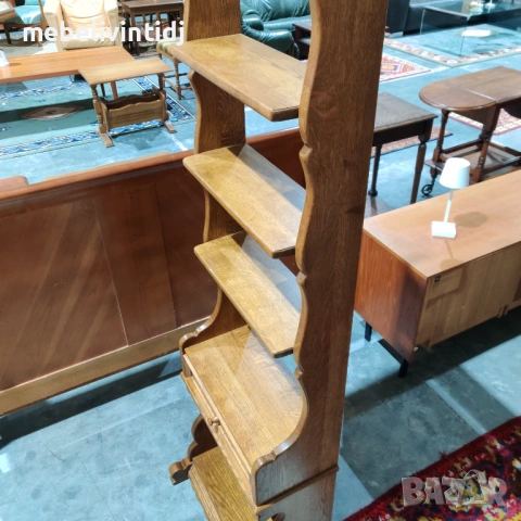 Дървена етажерка с рафтове и чекмедже., снимка 2 - Етажерки - 53820725