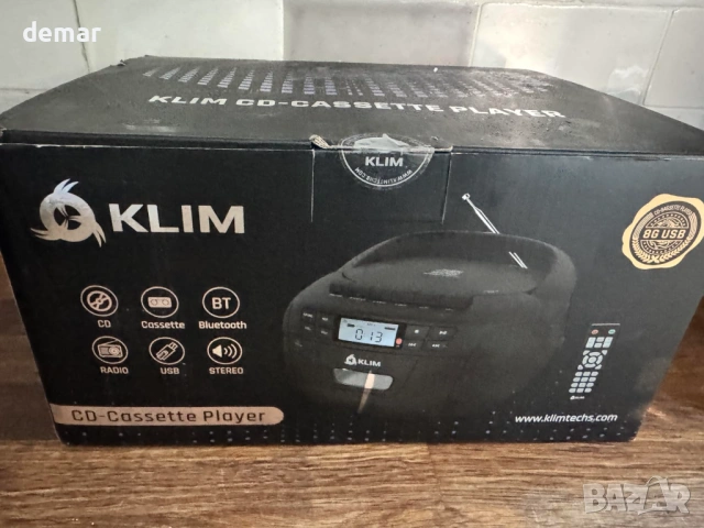 KLIM CD касетофон с USB, Bluetooth Boombox, AM/FM радио, стерео звук, дистанционно, снимка 8 - Аудиосистеми - 54626979
