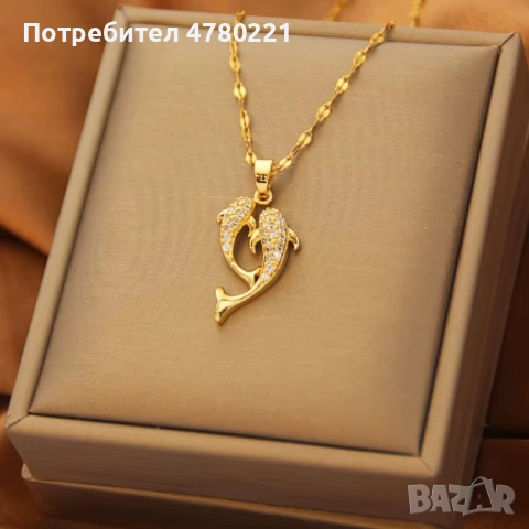 🐬✨ Колие „Златни делфини“, снимка 2 - Колиета, медальони, синджири - 54005914