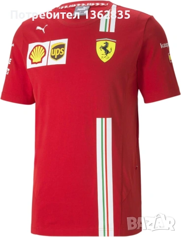 за феновете на FERRARI и FORMULA 1  : НОВА оригинална червена тениска Puma x  /  Ferrari размер XXL , снимка 3 - Тениски - 54556182