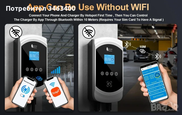 🚗⚡ EV Зарядна станция Feyree EV 16A 11kW Type 2 | Smart WiFi Домашна зарядна , снимка 4 - Аксесоари и консумативи - 54276752