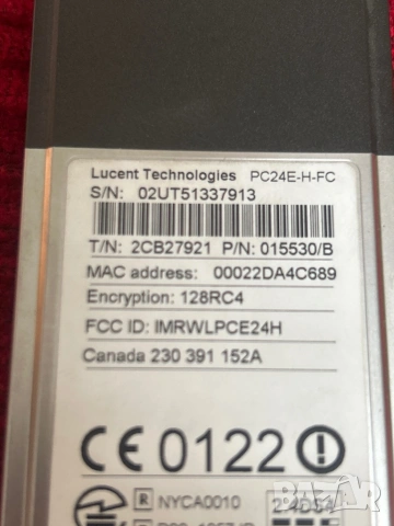PC24E-H-FC TOSHIBA Wireless LAN PC Card PCMCIA, снимка 3 - Други - 54666068