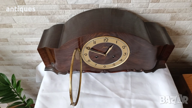 Стар каминен часовник - Junghans - Germany - Антика - 1970", снимка 4 - Антикварни и старинни предмети - 54105890