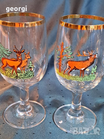 4 немски чаши с ловни мотиви 35/1, снимка 3 - Чаши - 54316062