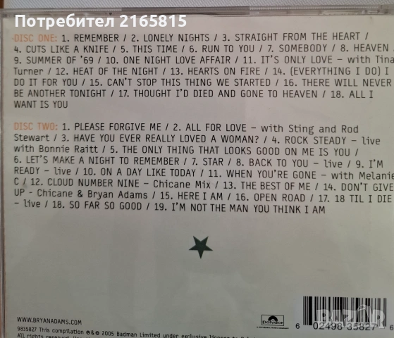 Bryan Adams  Anthology   2CD, снимка 2 - CD дискове - 54308067