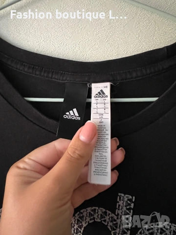 Adidas черна дамска памучна тениска L размер 🖤, снимка 3 - Тениски - 54961572