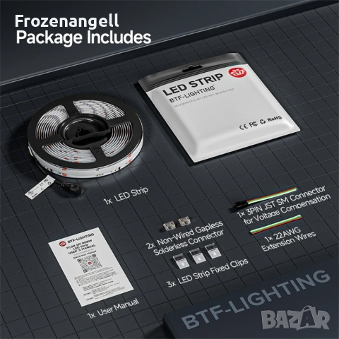 Лед лента LED FCOB SPI CCT IC LED Light Strip Addressable 576 LEDs 2700K to 6500K 10mm DC24V , снимка 7 - Лед осветление - 54920388