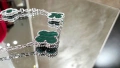 Van Cleef & Arpels VCA 5 Motifs Silver Green Malachite Vintage Alhambra Дамска Гривна, снимка 3