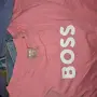 Тениска BOSS пепел от роза с щампа.памук, снимка 1