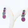 Сребърни обеци с натурални Hot Pink Сапфири и Teal Сапфири със сертификат , снимка 3