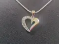 Сребърно колие с висулка - сърце с камъни, снимка 2