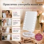 Настолно огледало LED осветление 360 градуса за грим баня тоалетка гримиране дома жена бюро, снимка 3