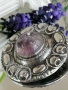 Стара немска сребърна брошка с аметрин заобиколен, снимка 3