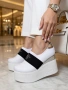 Обувки на платформа - бял текстил, снимка 3