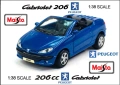 Peugeot 206 CC Cabrio Maisto - Мащаб 1:38, снимка 1