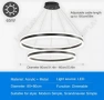 Луксозен LED полилей LAMPLAY, модерна LED висяща лампа 65W, голяма таванна лампа с 2 черни пръстена , снимка 4