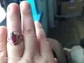 Руски златен пръстен със синтетичен рубин, снимка 1