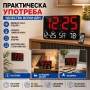 Голям модерен електронен часовник с дистанционно за бюро стена светещ на ток дигитален светещ USB, снимка 7
