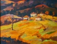 Картина, пейзаж, къщи, худ. Цецин, 1976 г., снимка 2