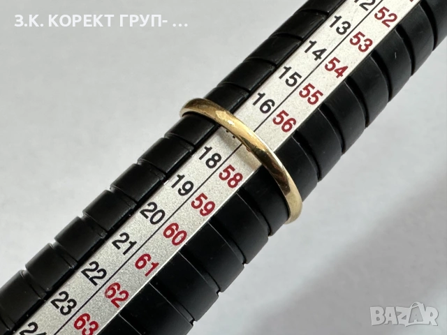 Златен дамски пръстен 14К – 1,41 гр., размер 57, снимка 3 - Пръстени - 55101968