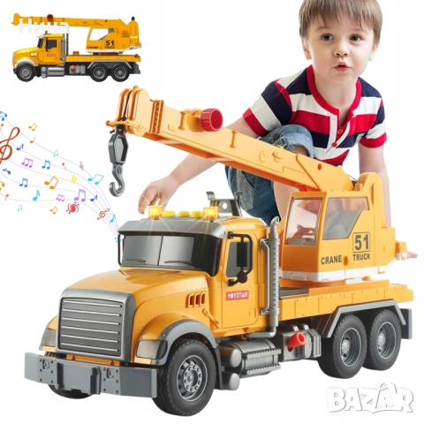 Камион с кран със звук и светлина - инерционен