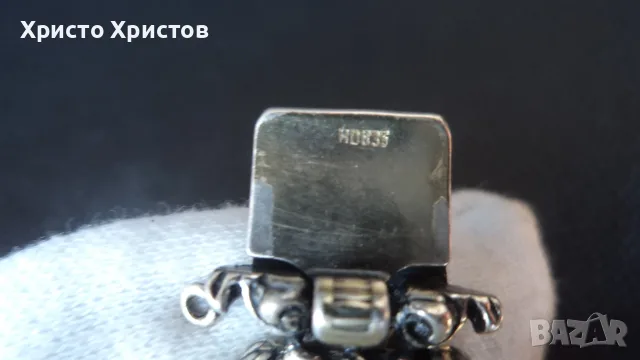 Сребърна аристократична винтидж гривна с гранати, позлата и перли Виена, снимка 6 - Гривни - 55667793